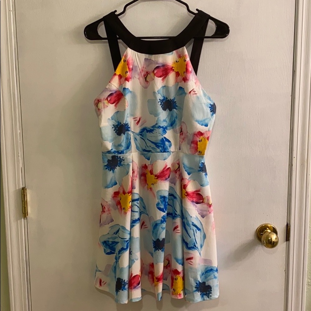 A-Line Floral Backless Dress